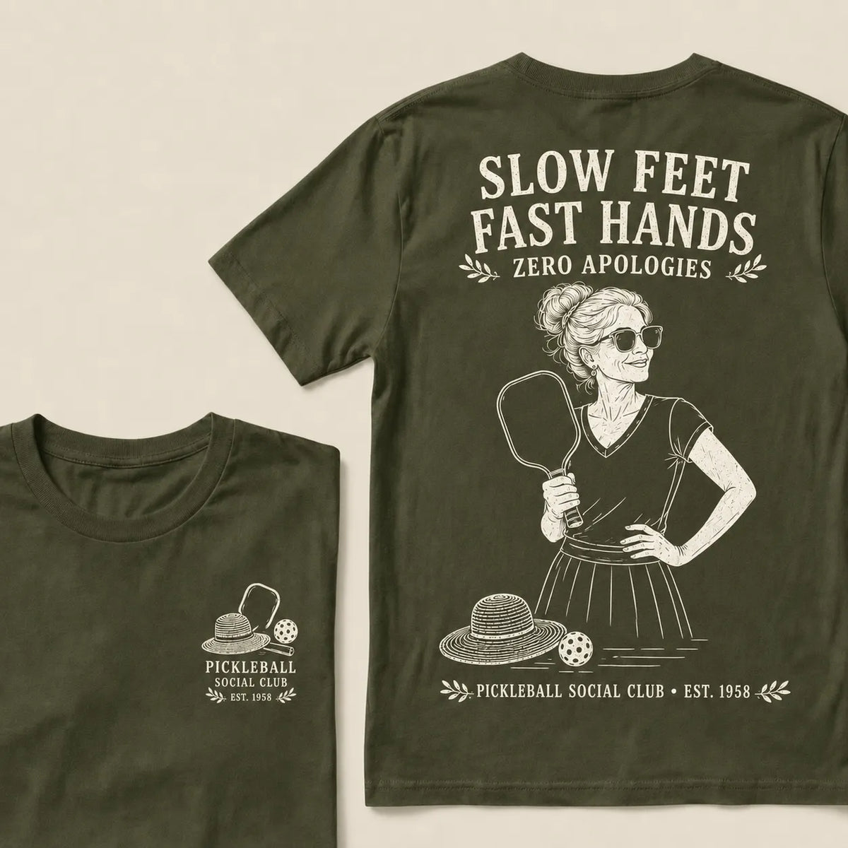 Pickleball Social Club Year Shirt — EST. [YOUR YEAR] |Slow Feet Fast Hands T-Shirt